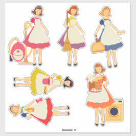 Pegatina Limpieza de damas, tareas domésticas y tareas domé