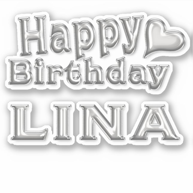 Pegatina Lina Happy Birthday silver Aufkleber Sticker (Anverso)