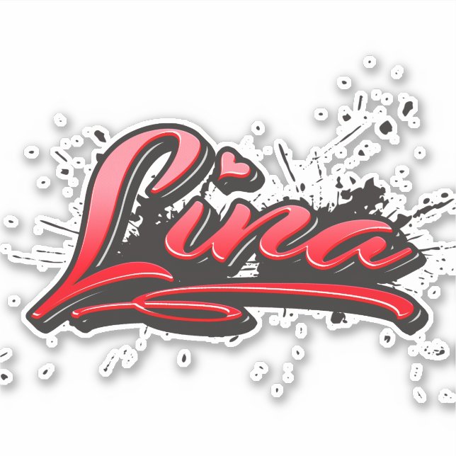 Pegatina Lina red Heart Graffiti Aufkleber Sticker (Anverso)