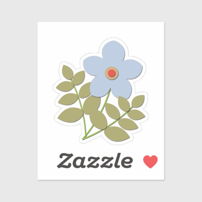 Pegatina Linda flor azul simple (Hoja)