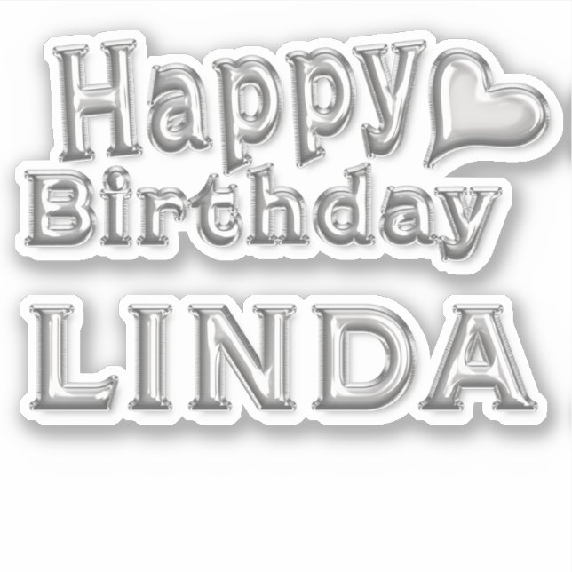 Pegatina Linda Happy Birthday silver Aufkleber Sticker (Anverso)
