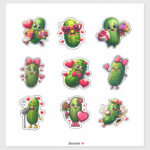Linda hoja de stickers de pepino en vinagre para S
