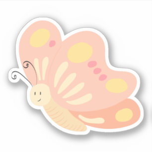 Pegatina Linda Mariposa Rosa Amarilla Melocotón Femenina