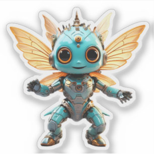 Pegatina Linda Pixie Robot Bailarina Turquesa