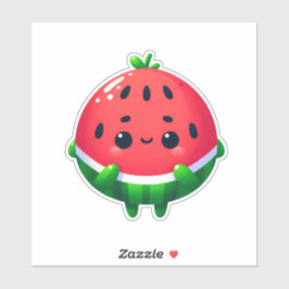 Pegatina linda y tímida fruta de la sandía de kawaii