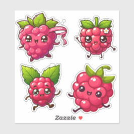 Pegatina lindas frambuesas kawaii
