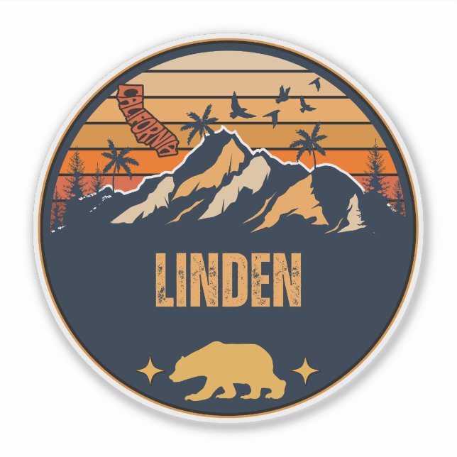 Pegatina Linden, California (Anverso)