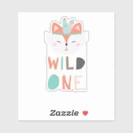 Pegatina lindo bosque de Fox Wild One Tribal Primer Cumplea