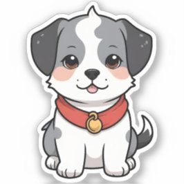 Pegatina Lindo cachorro de anime con una campana