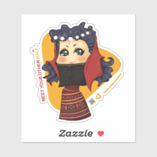 pegatina lindo chibi chica