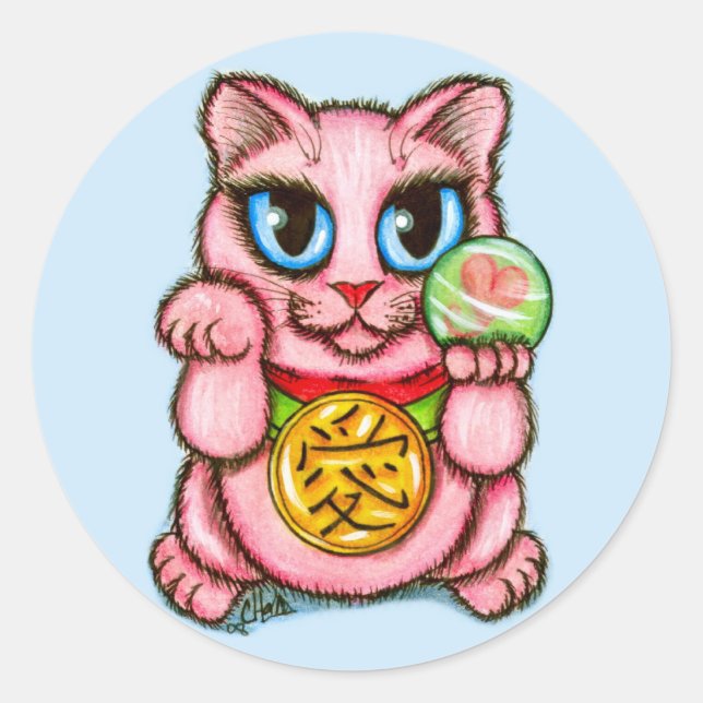 Pegatina lindo del arte del gato de la buena (Anverso)