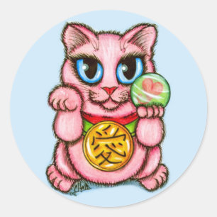 Pegatina lindo del arte del gato de la buena