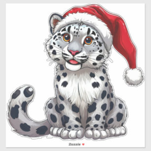 Pegatina Lindo dibujo animado de leopardo de las nieves con