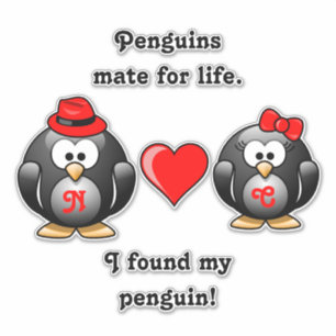 Pegatina Lindo Encontré a mi pareja de pingüinos para toda