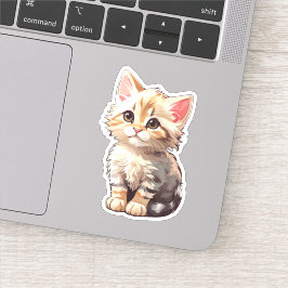 Pegatina Lindo Gatito Kawaii Marrón
