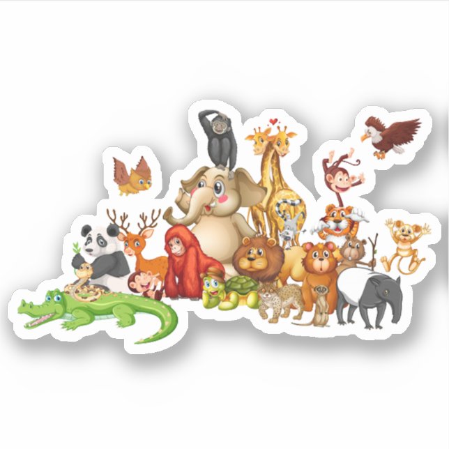 Pegatina Lindo grupo de animales (Anverso)