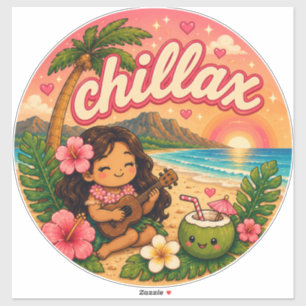 Pegatina lindo kawaii hawai