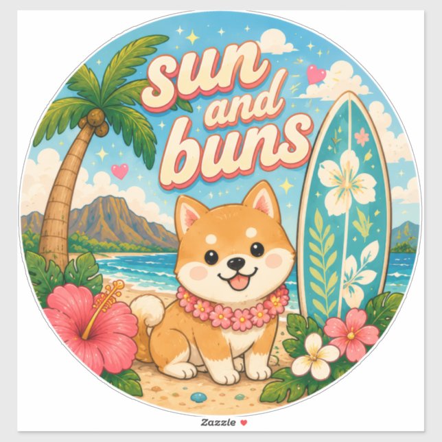 Pegatina lindo kawaii hawai  (Hoja)