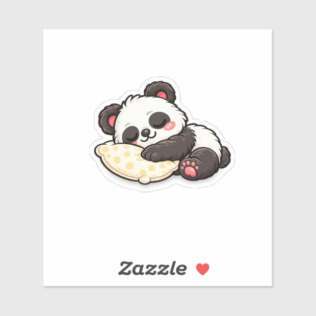 Pegatina Lindo Panda Durmiendo con Almohada (Hoja)