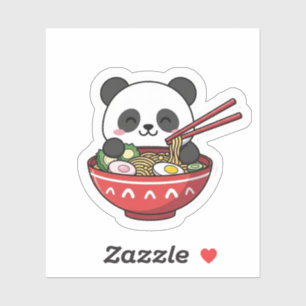 Pegatina Lindo Panda Kawaii en Tazón de Ramen Fideos