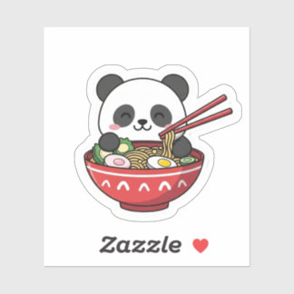 Pegatina Lindo Panda Kawaii en Tazón de Ramen Fideos