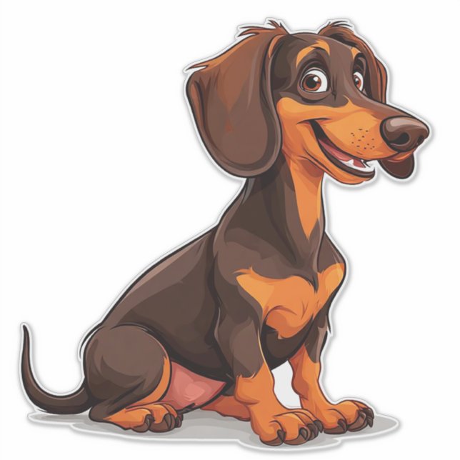 Pegatina Lindo perro dachshund de dibujos animados (Anverso)