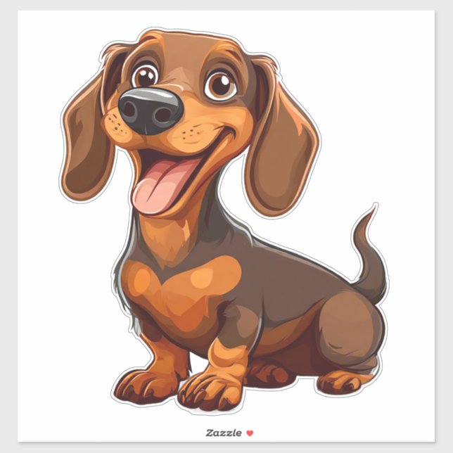 Pegatina Lindo perro dachshund de dibujos animados (Hoja)