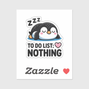 Pegatina lindo pingüino durmiendo, lista de tareas nada