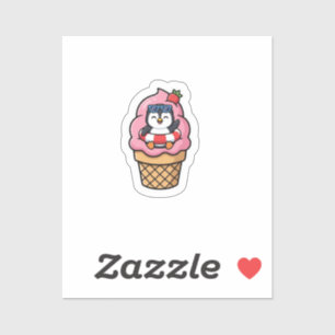 Pegatina lindo pingüino, helado de verano, animal kawaii st