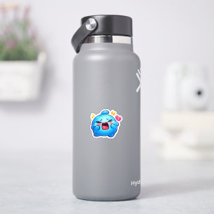 Pegatina Lindo Slime Kawaii Azul Triste Llorando con Corazó