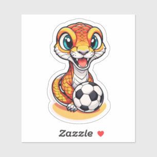 Pegatina Lindo Sniger Tigre Serpiente Jugando Fútbol