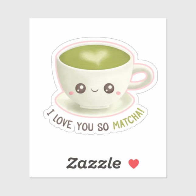 Pegatina Lindos chistes de Matcha Latte Te Amo (Hoja)