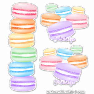 Pegatina lindos macarons de arcoiris pastel