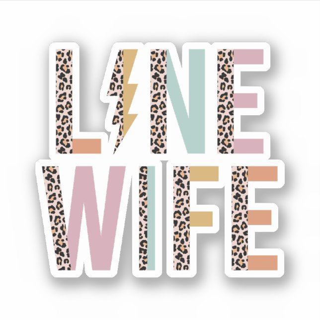 Pegatina Line Wife Gift, Lineman Wife Leopard (Anverso)