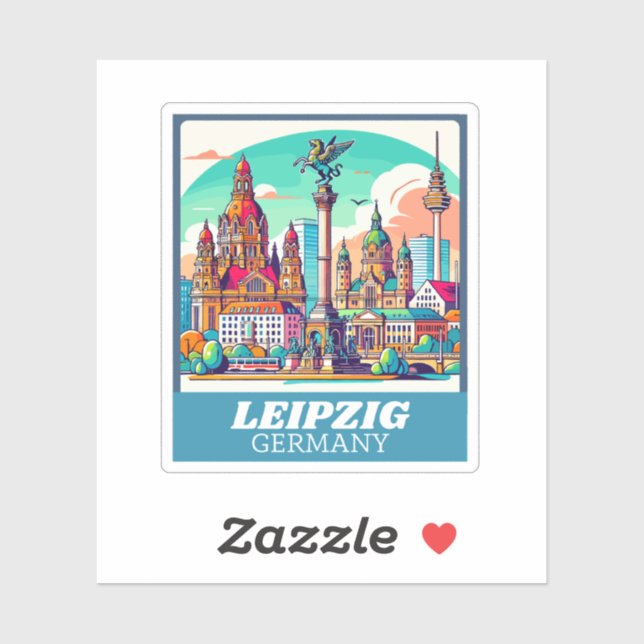 Pegatina Línea aérea retro Leipzig (Hoja)