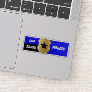 Pegatina Línea Azul Delgada, Dios Bendiga Policía