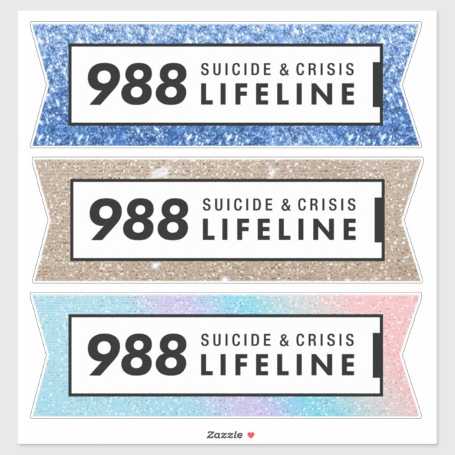 Pegatina Línea de crisis suicida de 988 (Hoja)