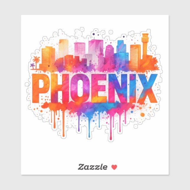 Pegatina Línea de Skyline de Phoenix (Hoja)