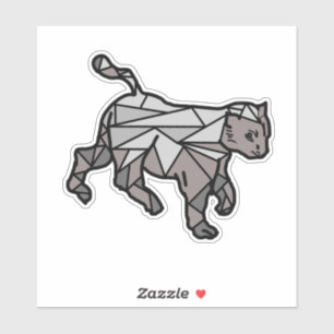 Pegatina Líneas simples geométricas de gatos dulces, blanco