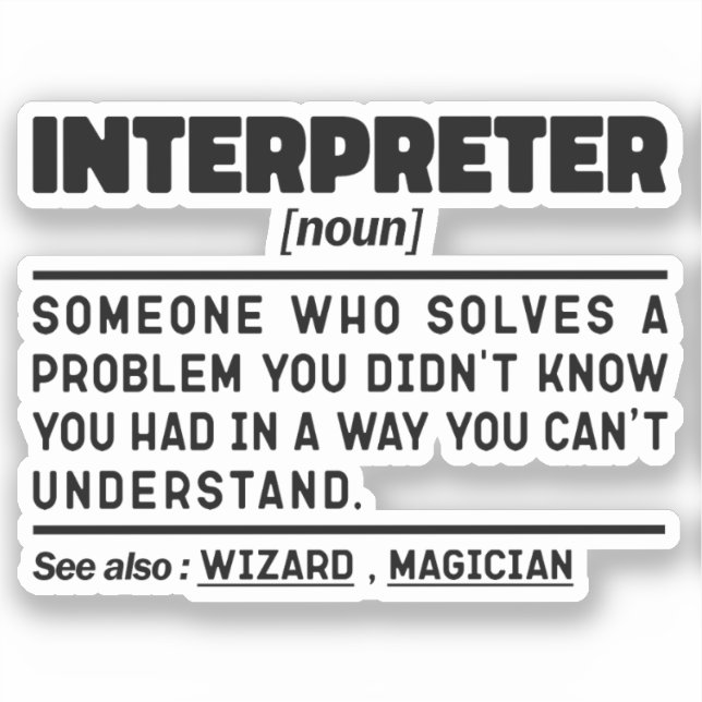 Pegatina Lingüista especialista en traducción de Interprete (Anverso)