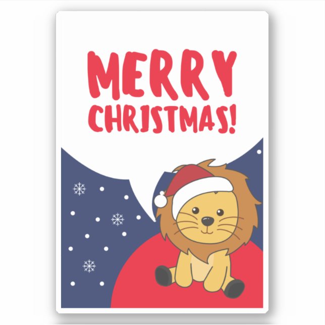Pegatina Lion Christmas Snow Winter Animals Lions Sticker (Anverso)