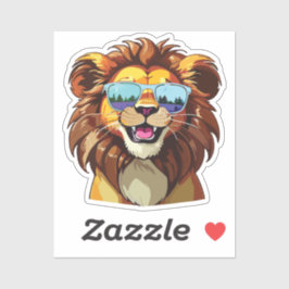 Pegatina Lion Sticker with Aviator Sunglasses