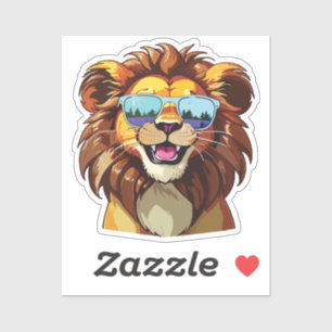Pegatina Lion Sticker with Aviator Sunglasses