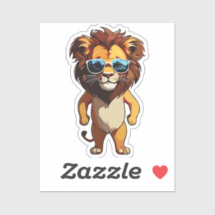 Pegatina Lion Sticker with Aviator Sunglasses