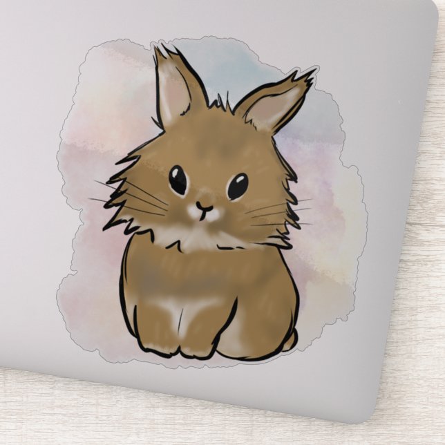 Pegatina Lionhead bunny watercolor  (Detalle)