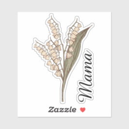 Pegatina Lirio de Valle Personalizado Nombre Floral Persona