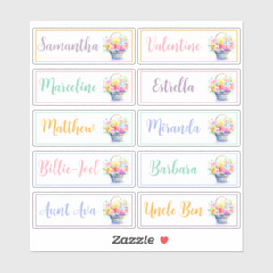 Pegatina Lista de invitados 10 nombres Caligrafía Bouquet P