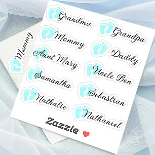 Pegatina Lista de invitados 10 Nombres caligrafía huellas a