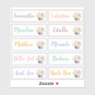 Pegatina Lista de invitados 10 nombres caligrafía ramo past