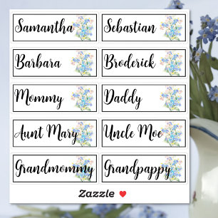 Pegatina Lista de invitados personalizada 10 nombres Flores